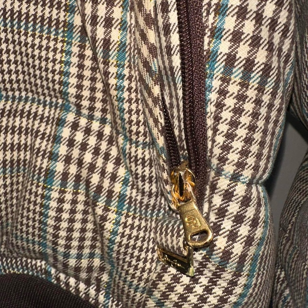 Sean John Beige Brown Gold Plaid Bomber Jacket Detachable Hood Vintage Vtg Y2K - Picture 5 of 10